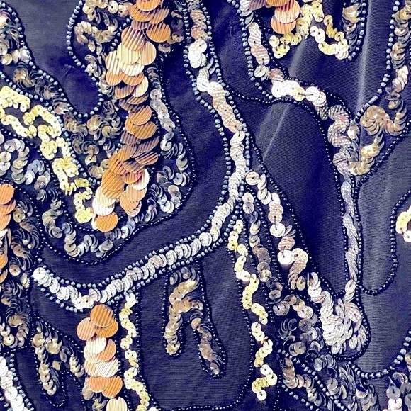 JAYGODFREY Sz4/S Gorgeous Beaded Mini Skirt Couture Crystal Lined Sequins - Picture 4 of 11